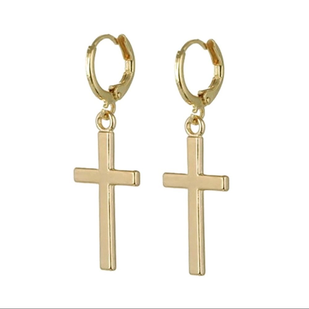 Gold Cross Earrings NWt - Picture 3 of 5